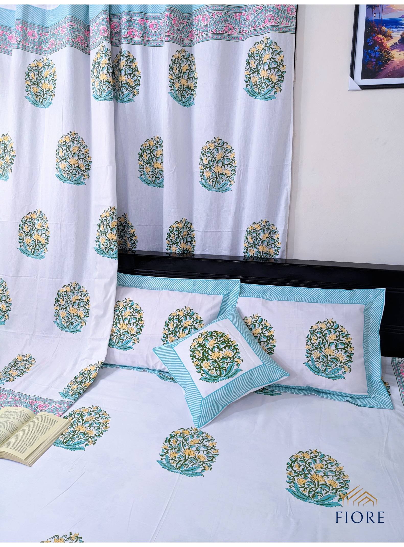 Luxury Hand Block Cotton Bed sheet. 